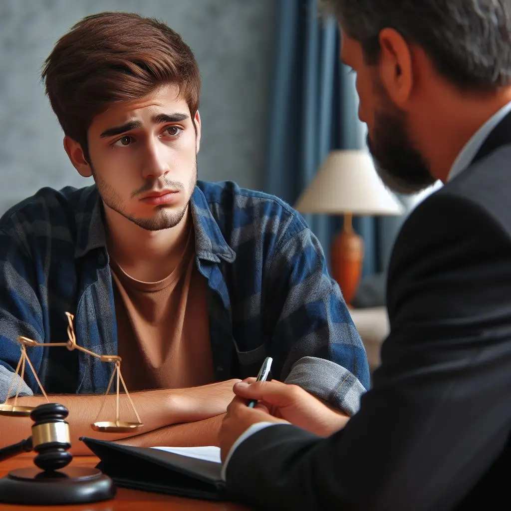 변호사상담을 받고 있는 남성
