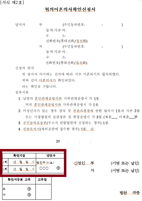 협의이혼 확인기일